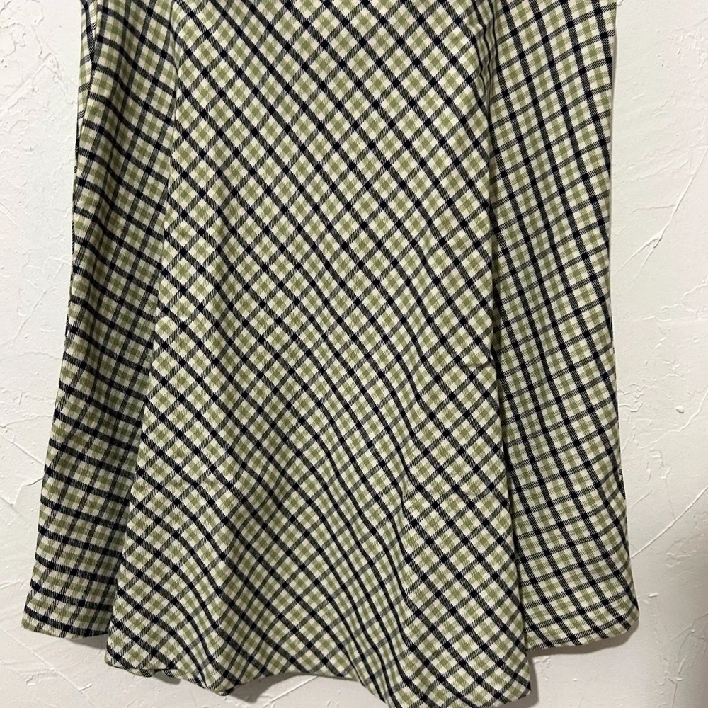 ModCloth Princess Highway Plaid Sleeveless Green Black Skater Dress Sz 8 Medium